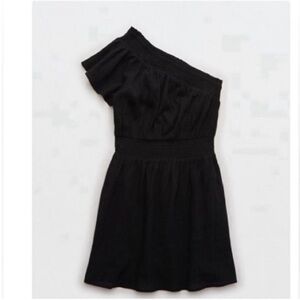 aerie Knee Length One Shoulder Dress Black Size XXL